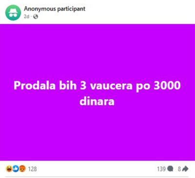 Turistički vaučeri već na „crnom“ tržištu: U oglasima se nude za 3.000 dinara