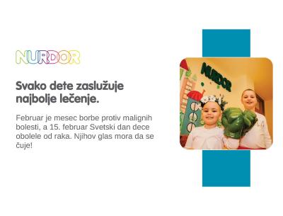 NURDOR i ove godine obeležava Svetski dan dece obolele od raka - Sombor, Ćelavi trg, 15. februar