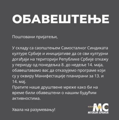 Manifestacija "Muzeji za 10" se odlaže za 15. maj