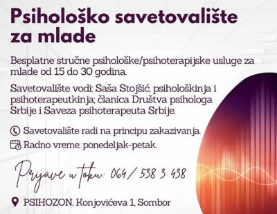 Besplatno psihološko savetovalište za mlade u Somboru
